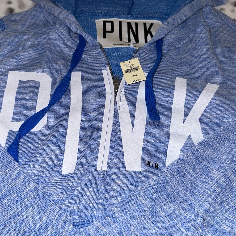 Size Medium, Victoria Secret Pink Hoodie, soft blue.